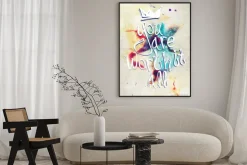 Plakat: Plakat z ręcznie napisane cytatem na tle akwarele