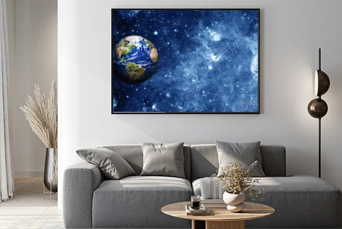 Plakat: Planeta ziemia w przestrzeni