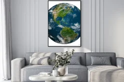 Plakat: Planeta ziemia z chmurami. ameryka północna i południowa.