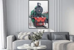 Plakat: Pociąg parowy