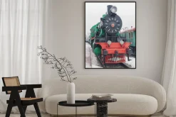 Plakat: Pociąg parowy