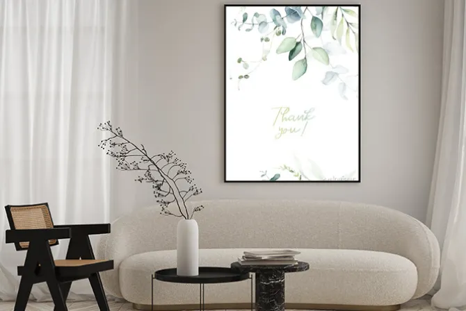 Plakat: Podziękowanie z eukaliptusem