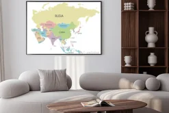 Plakat: Polityczna azja mapa wektorowa ilustracja odizolowywająca na