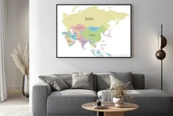 Plakat: Polityczna azja mapa wektorowa ilustracja odizolowywająca na