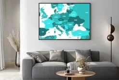 Plakat: Polityczna mapa europy i regionu kaukaskiego w odcieniach zieleni