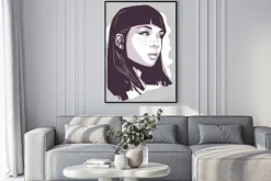 Plakat: Portret ilustracja urocza dziewczyna jest ubranym makeup w kolorze