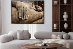 Plakat: Posąg buddy ręcznie zamknąć szczegółów