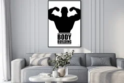 Plakat: Postać kulturysty z napisem body building