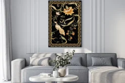 Plakat: Poster, background with flowers and bird in art nouveau style,