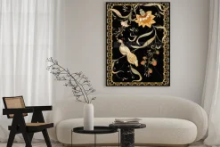 Plakat: Poster, background with flowers and bird in art nouveau style,