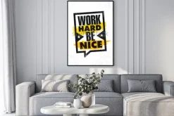 Plakat: Pracuj ciężko lub miły. inspirujący kreatywny motywacja plakat