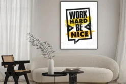 Plakat: Pracuj ciężko lub miły. inspirujący kreatywny motywacja plakat