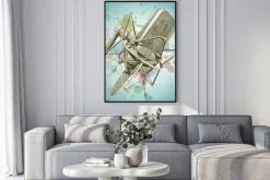 Plakat: Profesjonalny mikrofon i kaligrafia kwiatowy ornament - styliz