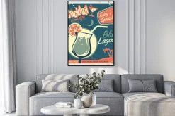 Plakat: Promocyjny retro plakat bar koktajlowy
