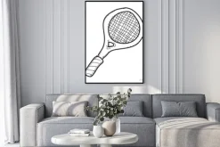Plakat: Proste doodle z rakietą tenisową