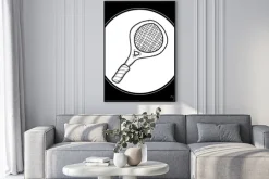 Plakat: Proste doodle z rakietą tenisową