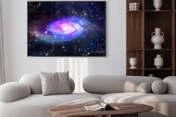 Plakat: Przestrzeń niebieska galaktyka w przestrzeni.