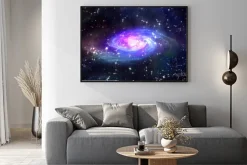 Plakat: Przestrzeń niebieska galaktyka w przestrzeni.