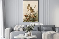 Plakat: Ptak na gałązce z owocami