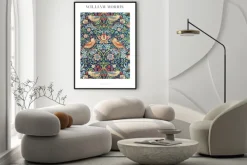 Plakat: Ptaki wśród kwiatów w stylu william morris