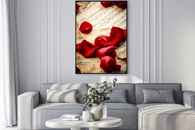 Plakat: Płyty muzyczne z płatków róży