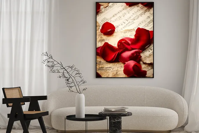 Plakat: Płyty muzyczne z płatków róży