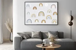 Plakat: Rainbow pattern kids decor white background logo design background