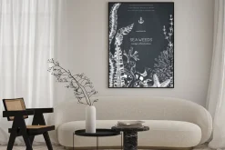 Plakat: Rama wektor z ręcznie rysowane morskie korale, ryby, gwiazdy