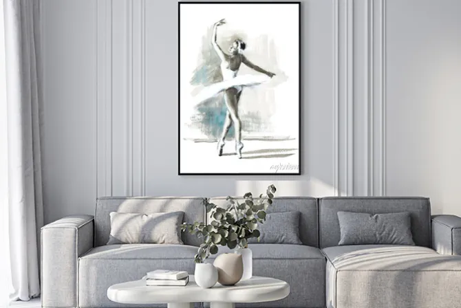 Plakat: Ręcznie malowane akwarela ballerina baletnica ilustracja