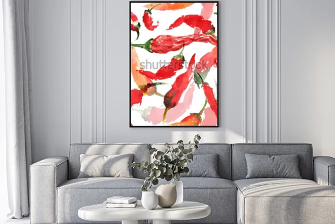 Plakat: Ręcznie rysowane bezszwowe wzór meksykański z papryką chili na