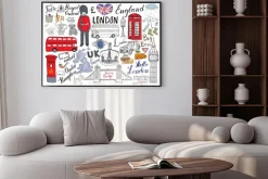 Plakat: Ręcznie rysowane elementy londynu