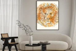 Plakat: Ręcznie rysowane ilustracji wektorowych z głową lwa