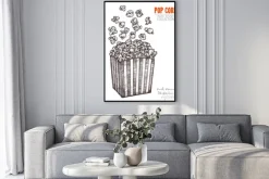 Plakat: Ręcznie rysowane szkic popcorn, kino przekąska w wygrawerowanym