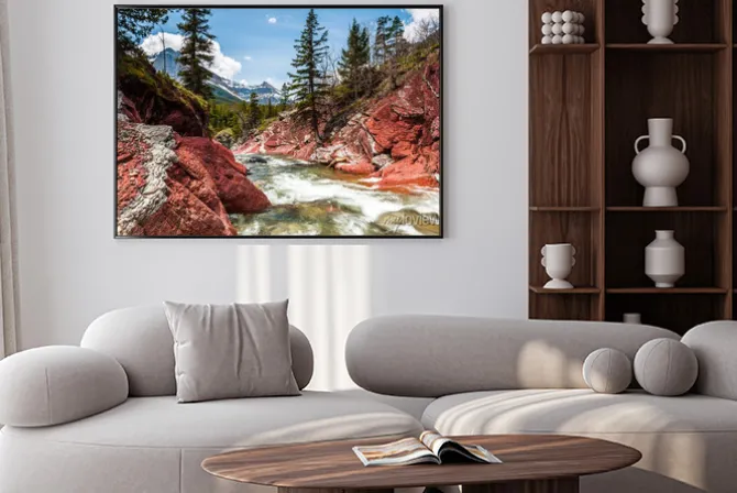 Plakat: Red rock creek w ruchu i kanion