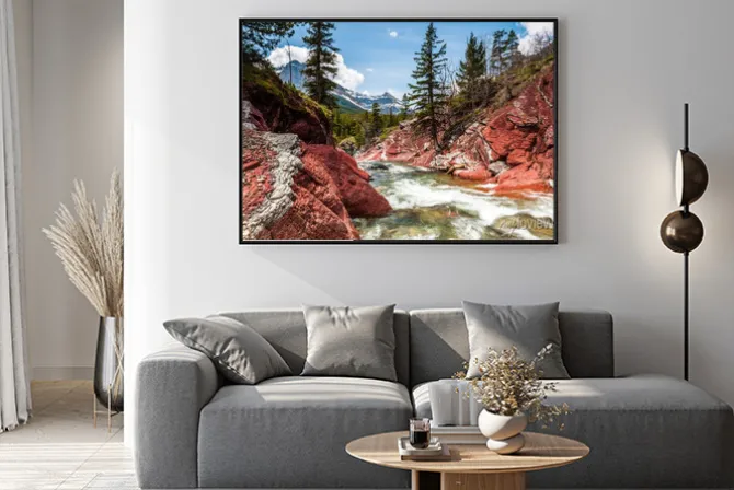 Plakat: Red rock creek w ruchu i kanion