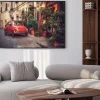 Plakat: Retro czerwone auto włoski pejzaż