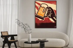 Plakat: Retro grafika z kuflem piwa