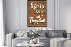Plakat: Retro metalu znak "życie jest krótkie, jeść czekolady"