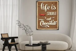 Plakat: Retro metalu znak "życie jest krótkie, jeść czekolady"