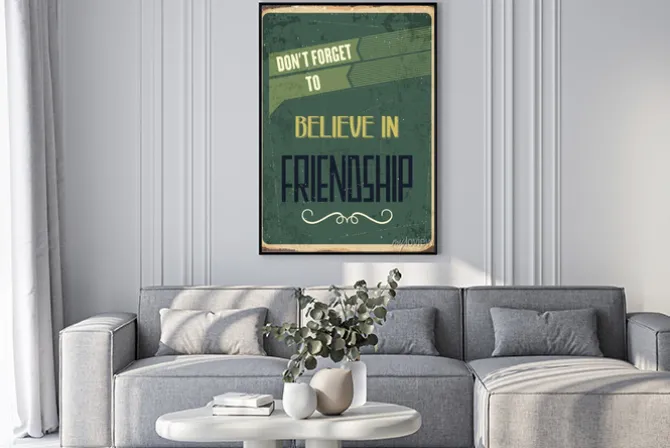 Plakat: Retro metalu znak "uwierz w fiendship"