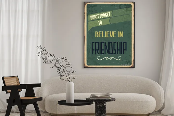 Plakat: Retro metalu znak "uwierz w fiendship"
