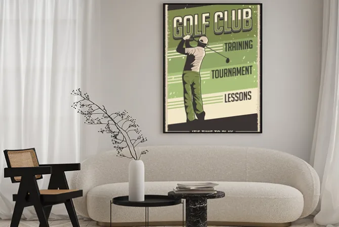 Plakat: Retro vintage golf poster sign