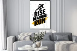 Plakat: Rise and run. maraton sport wydarzenie motywacja cytat plakat