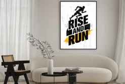 Plakat: Rise and run. maraton sport wydarzenie motywacja cytat plakat