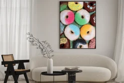 Plakat: Różne pieczone pączki, słodkie jedzenie