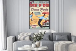 Plakat: Rock and roll dance party retro poster.