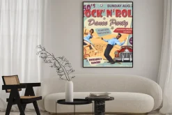 Plakat: Rock and roll dance party retro poster.