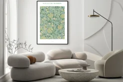 Plakat: Roślinna grafika z kwiatami w stylu william morris