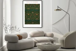 Plakat: Roślinne motywy z kwiatami i liśćmi w stylu william morris