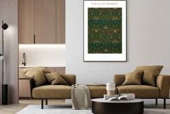 Plakat: Roślinne motywy z kwiatami i liśćmi w stylu william morris